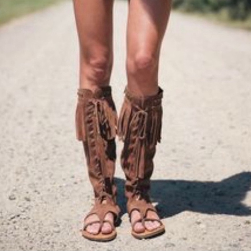 ❤️ Spell and the gypsy Brown Suede Lace Up Warrior Sandles
